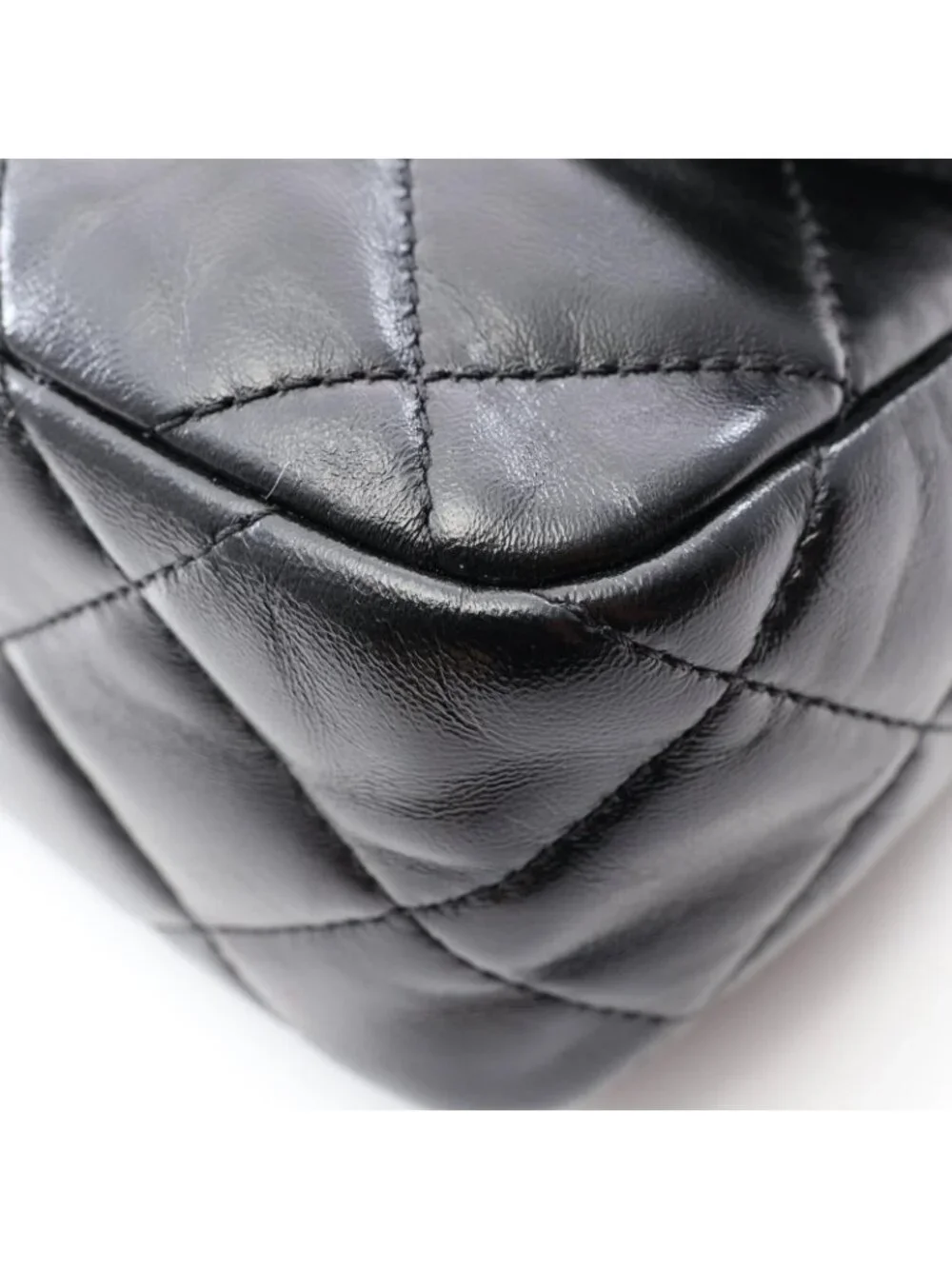 Chanel Shoulder Bag Quilted Top Handle Black Lambskin Top 2-Way Chain